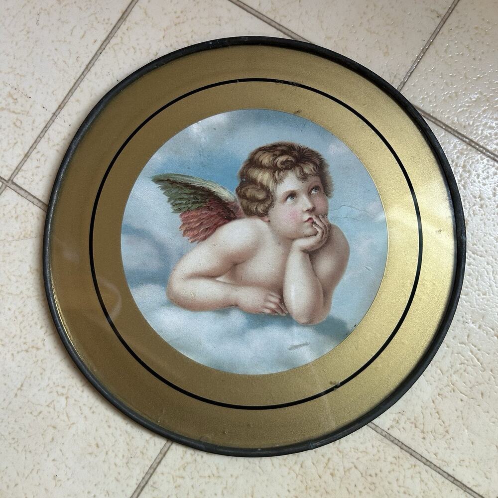 Round Antique Flue Cover Angel Cherub from Raphael’s Sistine Madonna